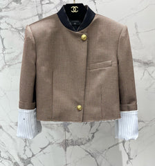 Beige Half-Zip Knit Top