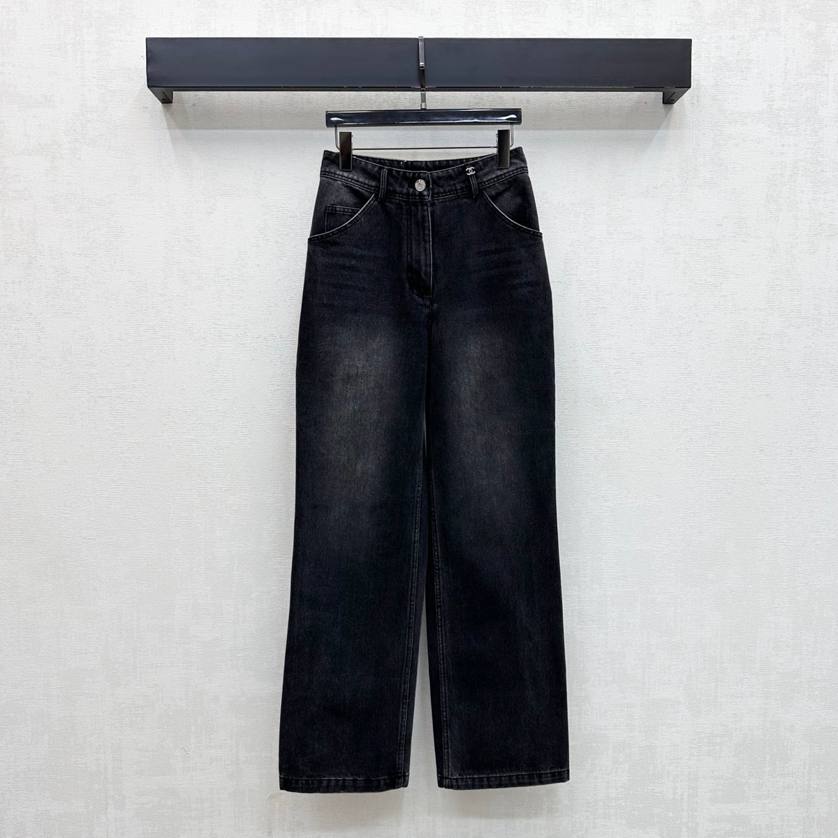 Embroidered Straight-Leg Denim Trousers