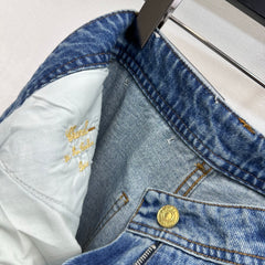 Embroidered Straight-Leg Denim Trousers