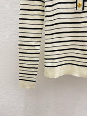 Long-sleeve color-block striped knit top