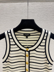 color-block striped knit vest