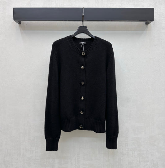 Letter-Button Knit Cardigan