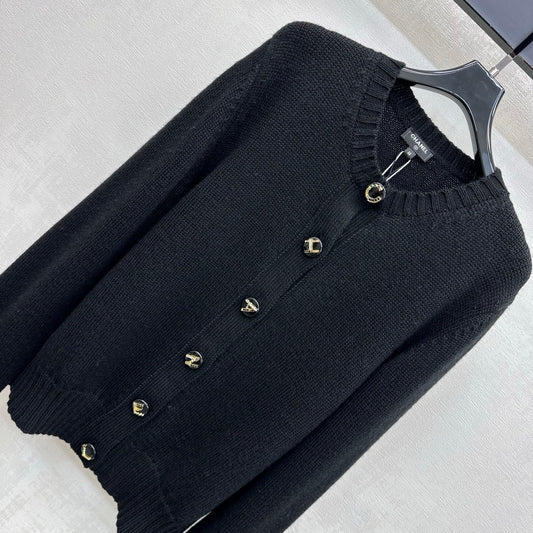 Letter-Button Knit Cardigan