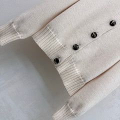 Letter-Button Knit Cardigan