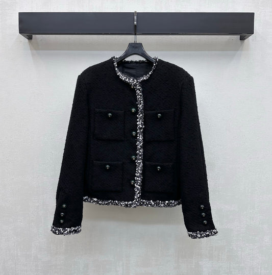Webbing-Trimmed Tweed Jacket