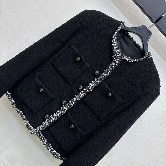 Webbing-Trimmed Tweed Jacket