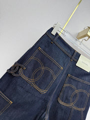 Embroidered Straight-Leg Denim Trousers