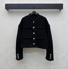 Bound-Edge Crew-Neck Tweed Jacket