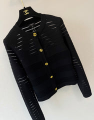 Crew-neck long-sleeve cardigan