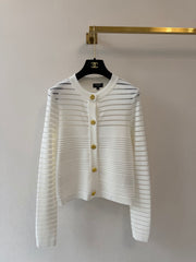 Crew-neck long-sleeve cardigan