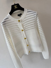 Crew-neck long-sleeve cardigan