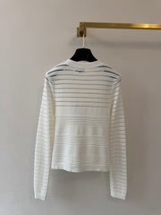 Crew-neck long-sleeve cardigan