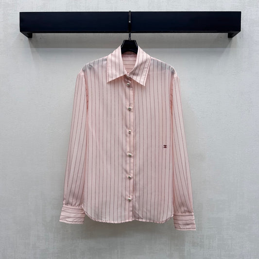 Striped Shirt with Self-Tie Waist