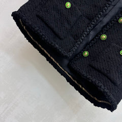 Chartreuse Tweed Jacket with Button Detail