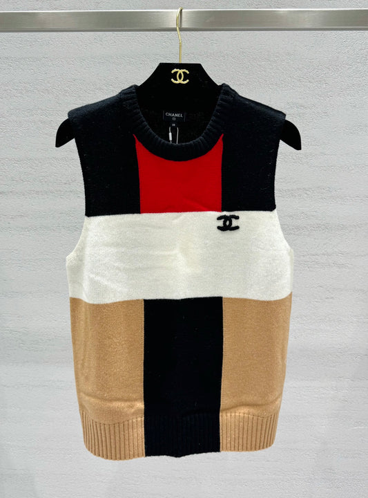 Color-block knit vest