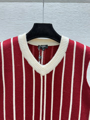 Color-block striped knit vest