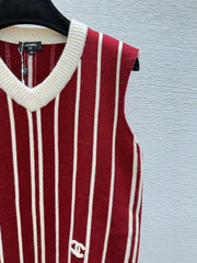 Color-block striped knit vest