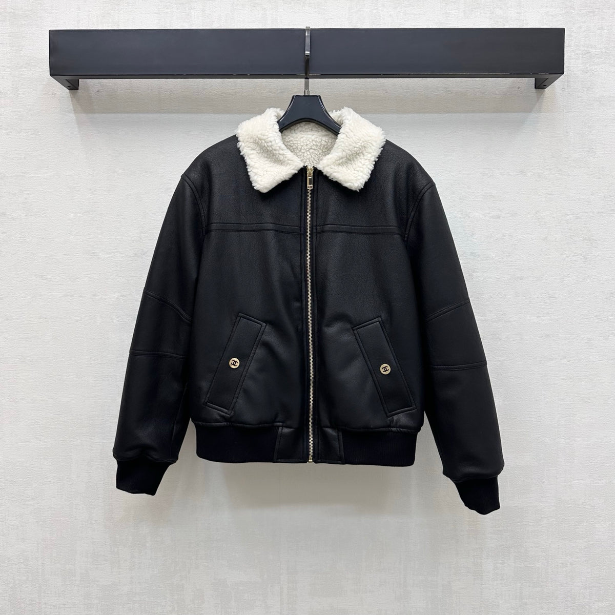 Leather-Collared Denim Shirt-Jacket