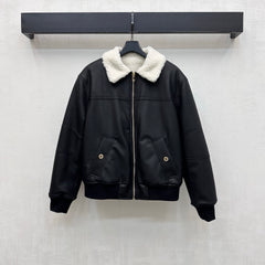 Leather-Collared Denim Shirt-Jacket