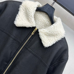 Leather-Collared Denim Shirt-Jacket