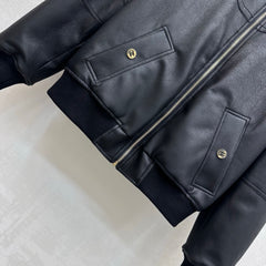 Leather-Collared Denim Shirt-Jacket
