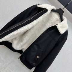 Leather-Collared Denim Shirt-Jacket