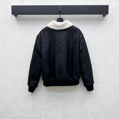 Leather-Collared Denim Shirt-Jacket
