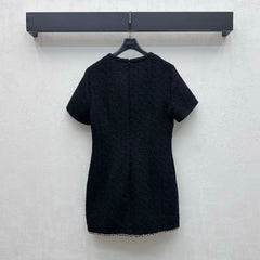 Metallic-Accented Tweed Dress
