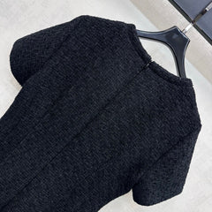 Metallic-Accented Tweed Dress