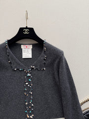 Dark grey knit cardigan