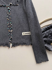 Dark grey knit cardigan