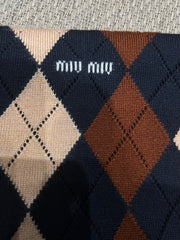 Argyle Wool Zip Cardigan
