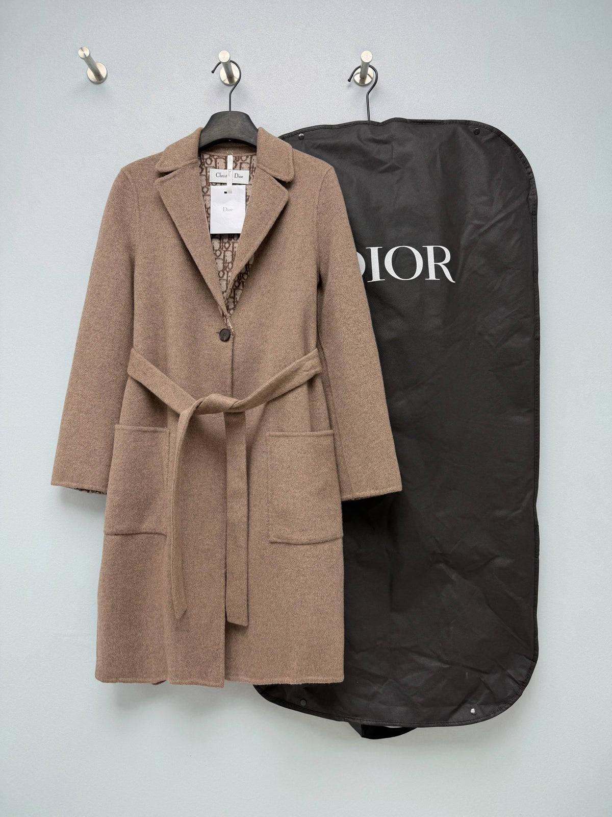 Reversible Wool-Blend Coat with Tie-Waist