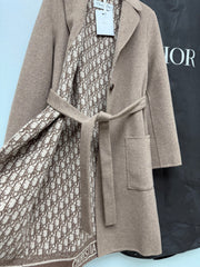 Reversible Wool-Blend Coat with Tie-Waist
