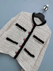 Off-White Mixed-Tone Tweed Cropped Jacket