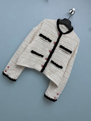 Off-White Mixed-Tone Tweed Cropped Jacket