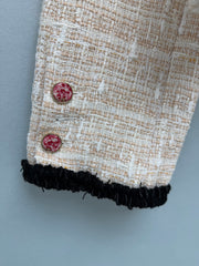 Off-White Mixed-Tone Tweed Cropped Jacket