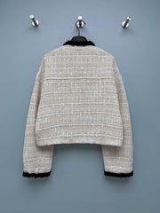 Off-White Mixed-Tone Tweed Cropped Jacket