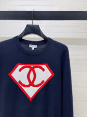Diamond-Pattern Crew-Neck Long-Sleeve Sweater