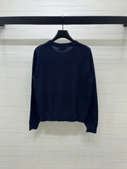 Diamond-Pattern Crew-Neck Long-Sleeve Sweater