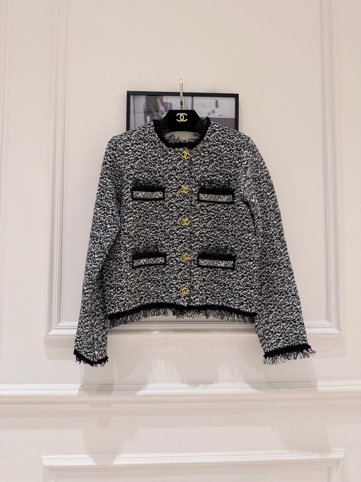 Off-White Mixed-Tone Tweed Cropped Jacket