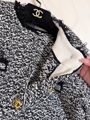 Off-White Mixed-Tone Tweed Cropped Jacket