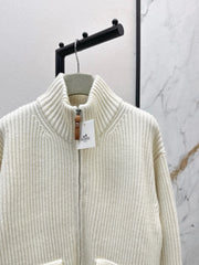 Wool-Blend Knit Cardigan with Pockets