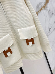 Wool-Blend Knit Cardigan with Pockets