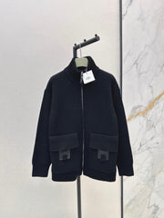 Wool-Blend Knit Cardigan with Pockets
