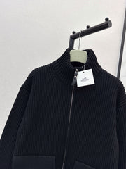 Wool-Blend Knit Cardigan with Pockets