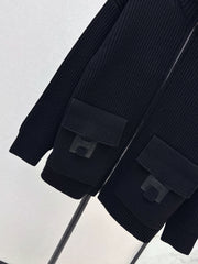 Wool-Blend Knit Cardigan with Pockets