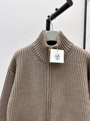 Wool-Blend Knit Cardigan with Pockets