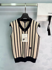 Vertical-Stripe Knit Vest