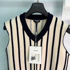 Vertical-Stripe Knit Vest